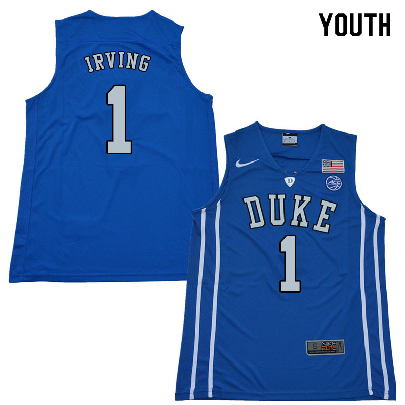 2018 Youth #1 Kyrie Irving Duke Blue Devils College Basketball Jerseys Sale-Blue - Click Image to Close